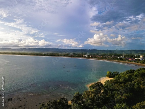 Beautiful aerial view - Natural panorama on Pangandaran beach, West Java-Indonesia 