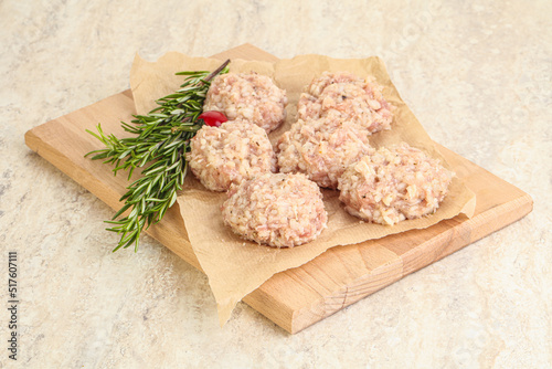 Traditional homemade raw pork meatballs