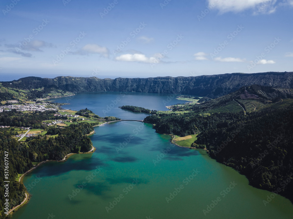 View of the lakes in Sete Cidades on Sao Miguel Island, Azores, Portugal.