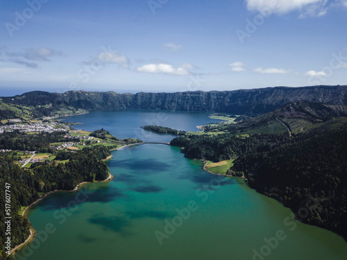 View of the lakes in Sete Cidades on Sao Miguel Island  Azores  Portugal.
