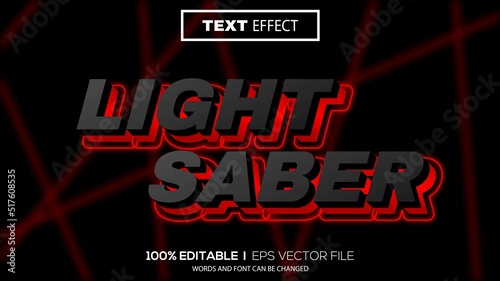 3d editable text effect light saber theme premium vector