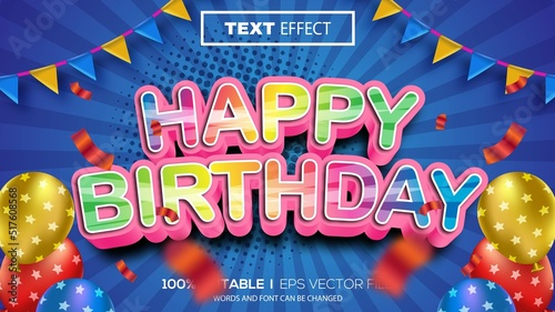 happy birthday editable text effect premium vector