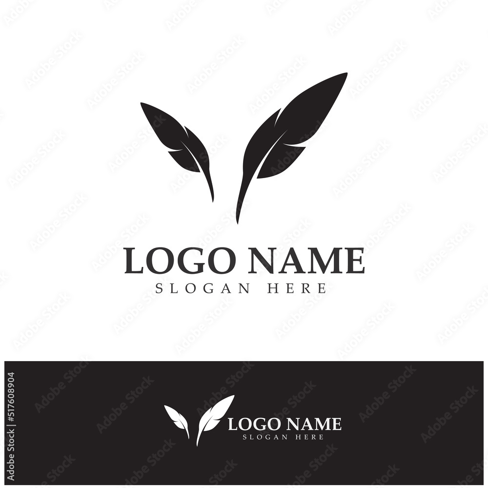 feather pen write sign logo template app icons