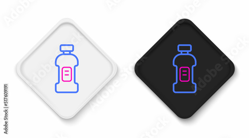 Line Plastic bottle for laundry detergent, bleach, dishwashing liquid or another cleaning agent icon isolated on white background. Colorful outline concept. Vector