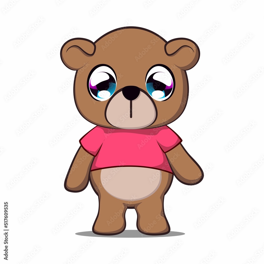cute bear cartoon mascot vector illustration in pink t-shirt cute bear cartoon mascot vector illustration in pink t-shirt