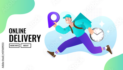 Fast delivery service. Shopping online. Vector stock illustration.