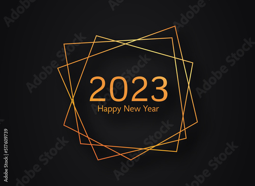 2023 Happy New Year gold geometric polygonal background