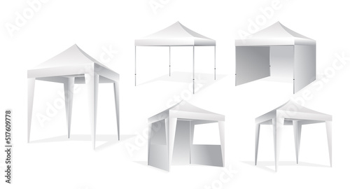 Realistic stand promotional advertising outdoor 

event trade show. illustration of a tent for 

selling. outdoor promotional advertising tent

