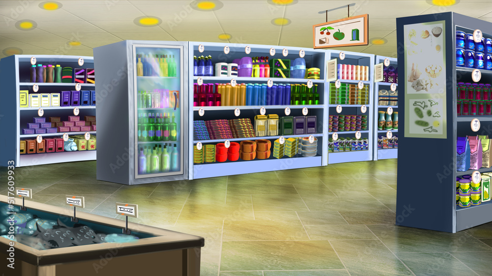 Supermarket interior illustration