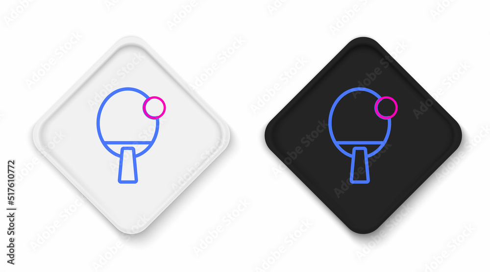 Line Racket for playing table tennis icon isolated on white background. Colorful outline concept. Vector Line Racket for playing table tennis icon isolated on white background. Colorful outline concept. Vector