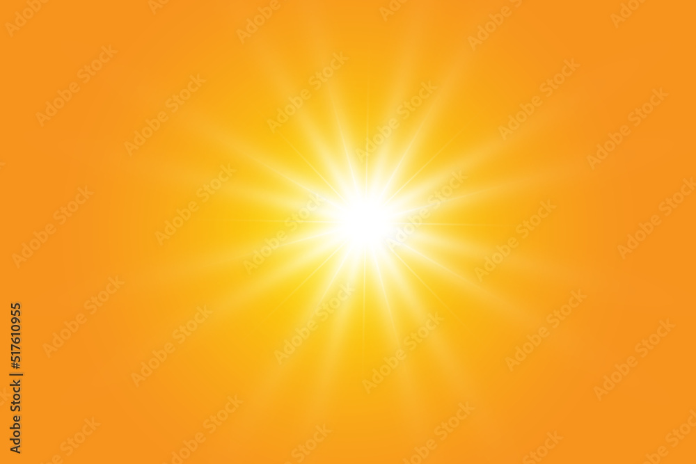Warm sun on a yellow background. Leto.bliki solar rays.Оrange yellow background. Warm sun on a yellow background. Leto.bliki solar rays.Оrange yellow background.