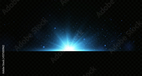 Fototapeta Naklejka Na Ścianę i Meble -  Glow effect. Blue glowing particles, stars. Vector illustration.
