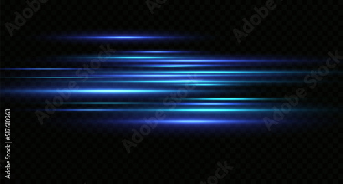 Motion light effect for banners. Blue lines. The effect of speed on a blue background.