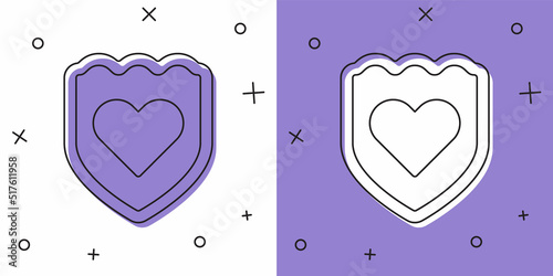Set Immune system icon isolated on white and purple background. Medical shield. Vector