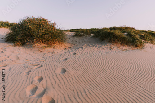 Footprints on sand at beach