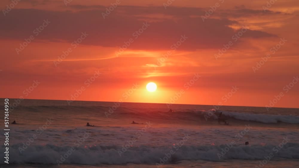 Stunning sunset at Santa Teresa, Costa Rica. silhouette surfing Full HD Slow Motion Stunning sunset at Santa Teresa, Costa Rica. silhouette surfing Full HD Slow Motion
