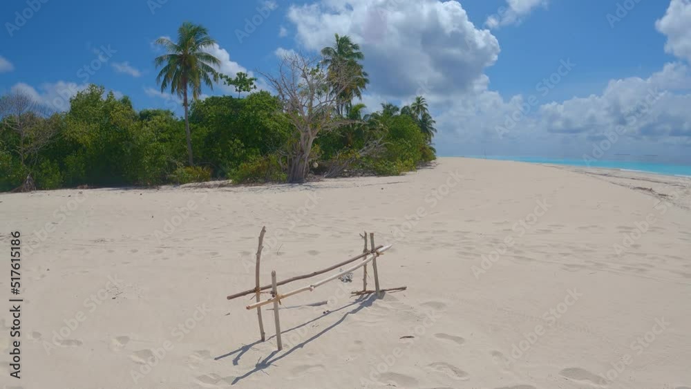 Uninhabited Tropical Island with Wooden Spit, Maldives Uninhabited Tropical Island with Wooden Spit, Maldives