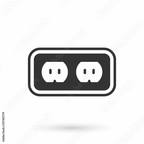 Grey Electrical outlet icon isolated on white background. Power socket. Rosette symbol. Vector