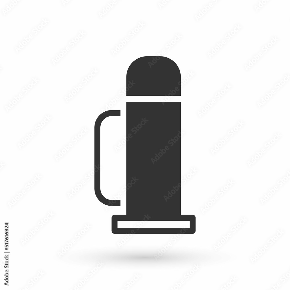 Grey Thermos container icon isolated on white background. Thermo flask icon. Camping and hiking equipment. Vector Grey Thermos container icon isolated on white background. Thermo flask icon. Camping and hiking equipment. Vector