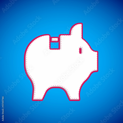 White Piggy bank icon isolated on blue background. Icon saving or accumulation of money, investment. Vector