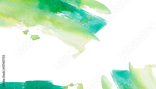 Green raster abstract hand painted watercolor daub background photo