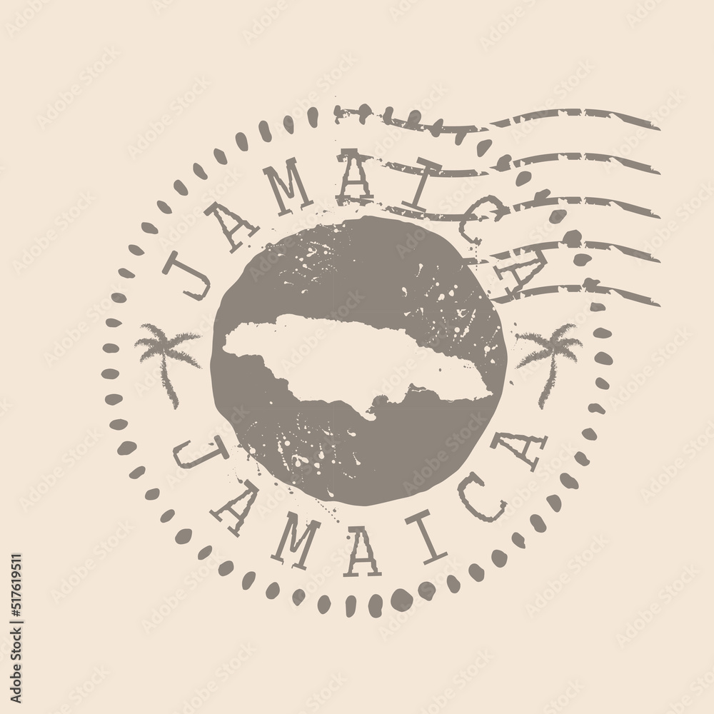 Stamp Postal of Jamaica. Map Silhouette rubber Seal.  Design Retro Travel. Seal of Map Jamaica grunge  for your design.  EPS10