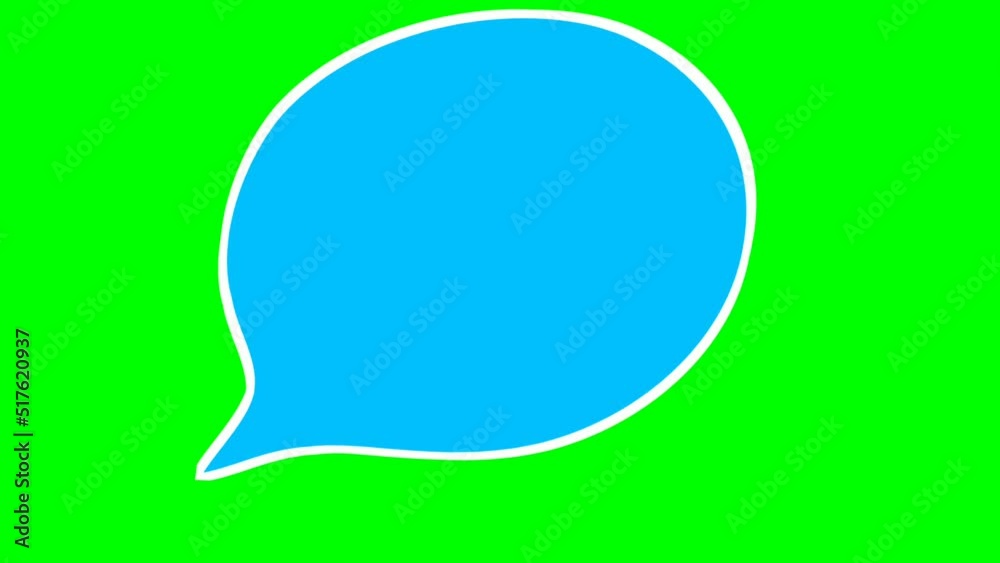Animation Speech Bubble blue color on green screen background. Comic Bubble with alpha channel chroma key 4K Animation Speech Bubble blue color on green screen background. Comic Bubble with alpha channel chroma key 4K