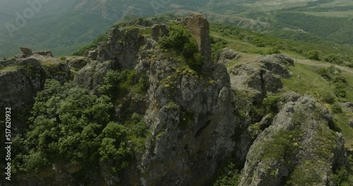 Daytime panorama of the Azeula Fortress ruins and its natural surroundings. photo