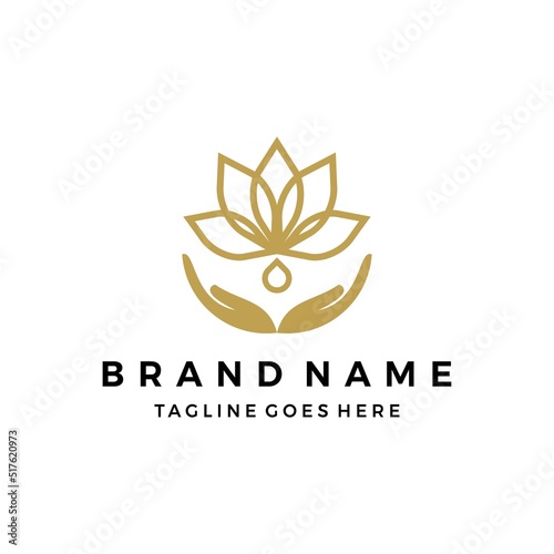 Luxury lotus logo design vector illustration