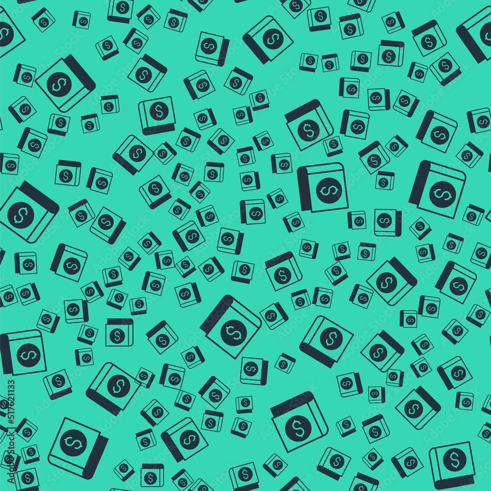 Black Financial book icon isolated seamless pattern on green background. Vector Black Financial book icon isolated seamless pattern on green background. Vector