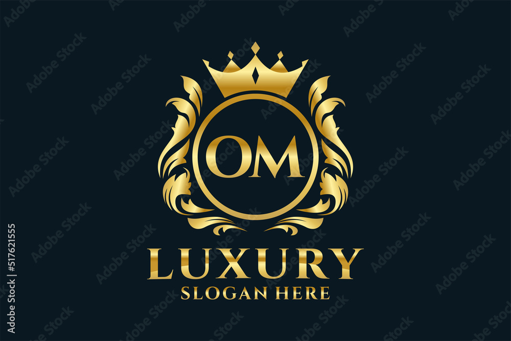 Initial OM Letter Royal Luxury Logo template in vector art for luxurious branding projects and other vector illustration. - obrazy, fototapety, plakaty 