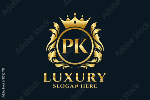 Initial PK Letter Royal Luxury Logo template in vector art for luxurious branding projects and other vector illustration.