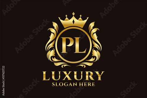 Initial PL Letter Royal Luxury Logo template in vector art for luxurious branding projects and other vector illustration.