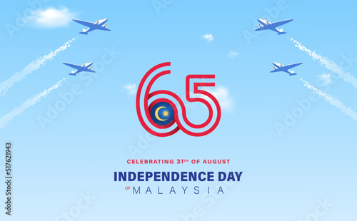 Happy 31st August Malaysia Independence Day Vector Illustration. Petronas Tower Design for 65th National Day Poster Banner Template. Twin Tower and Flag of Malaysia