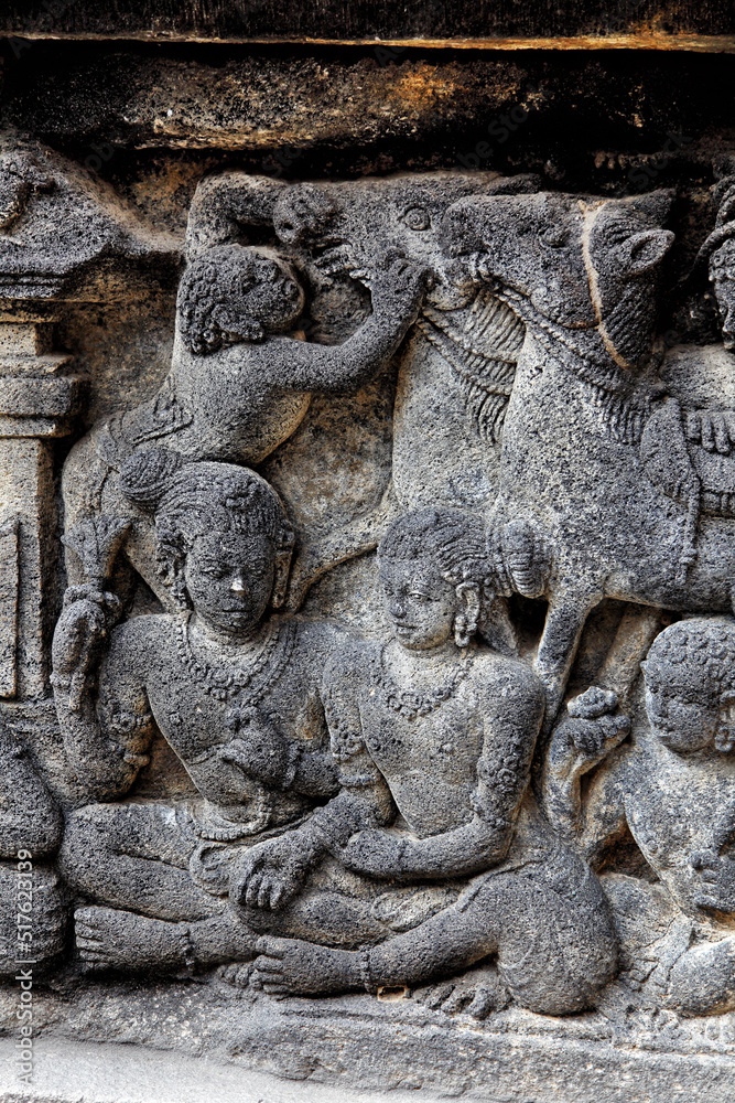 Relief in Candi Prambanan, Prambanan Temple, Yogyakarta, Central Java, Indonesia