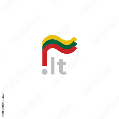 Lithuania flag icon. Original simple design of the lithuanian flag, map marker. Design element, template national poster with lt domain. State patriotic banner of lithuania. Vector illustration