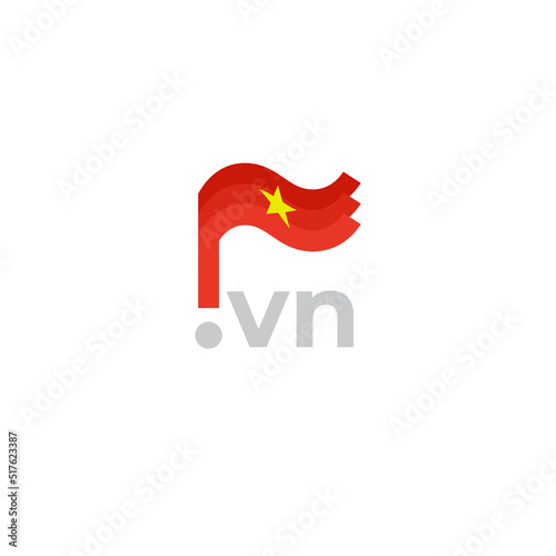 Vietnam flag icon. Original simple design of the vietnamese flag, map marker. Design element, template national poster with vn domain. State patriotic banner of vietnam. Vector illustration © valerybrozhinsky