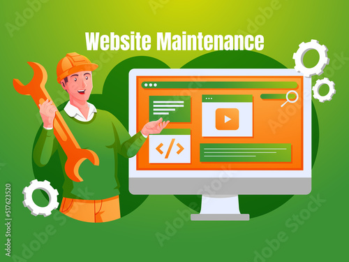 Website is Under Construction concept, A team Fixing web system, updating the server by developers