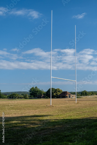 Rugby posts under blue sky