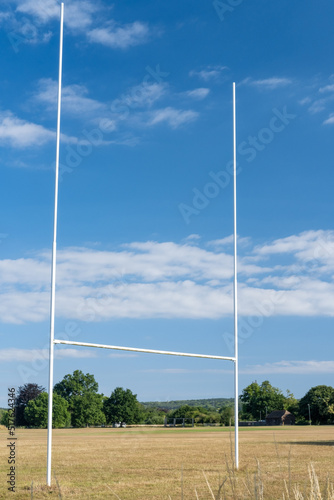 Rugby posts under blue sky © Justin Owen