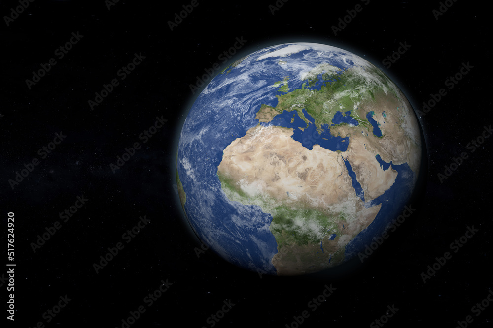 Earth is one of the planets in the solar system. 3d illustration