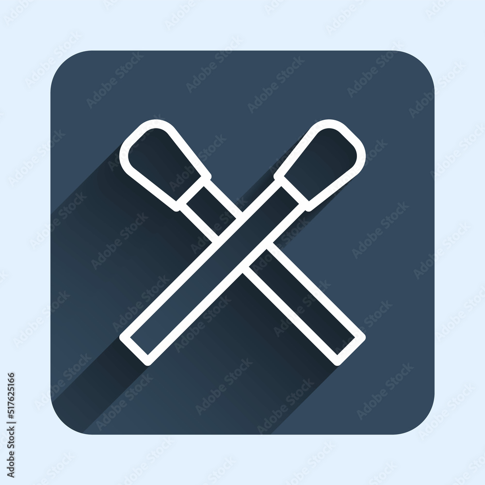 White line Burning match with fire icon isolated with long shadow background. Match with fire. Matches sign. Blue square button. Vector White line Burning match with fire icon isolated with long shadow background. Match with fire. Matches sign. Blue square button. Vector
