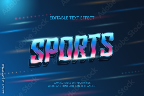 Sports background text effect. Editable text effect