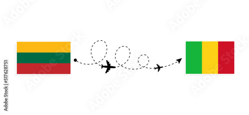 Flight and travel from Lithuania to Mali by passenger airplane Travel concept
