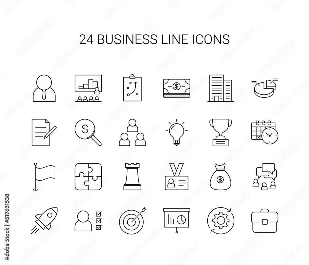 Line icon set. Business pack. Vector Illustration