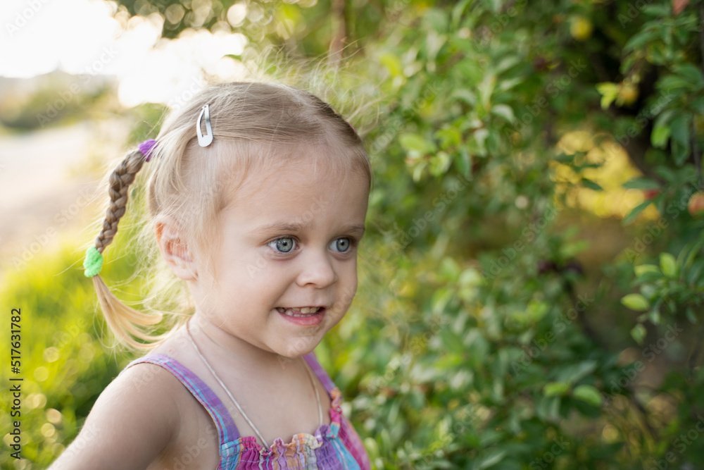 Baby girl plays in nature Baby girl plays in nature
