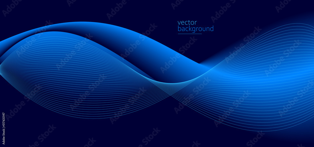 Curve shape flow vector abstract background in dark blue gradient, dynamic and speed concept, futuristic technology or motion art. Curve shape flow vector abstract background in dark blue gradient, dynamic and speed concept, futuristic technology or motion art.