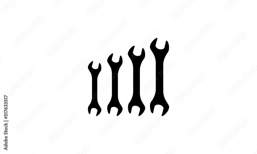 wrench spanner set vector icon, mechanic tool illustration, service, repair symbol isolated wrench spanner set vector icon, mechanic tool illustration, service, repair symbol isolated