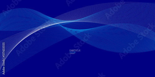 Dark blue airy particles flow vector design, abstract background with wave of flowing dots array, digital futuristic illustration, nano technology theme. © Sylverarts