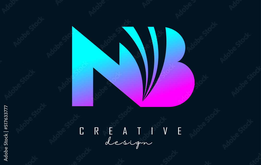 Creative colorful letters NB n b logo with leading lines and road concept design. Letters with geometric design. Creative colorful letters NB n b logo with leading lines and road concept design. Letters with geometric design.